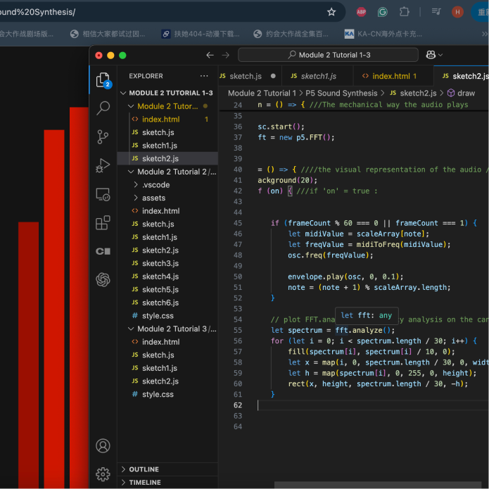 Adjusted FFT.analyze() parameters to experiment with frequency data processing and visualization.
