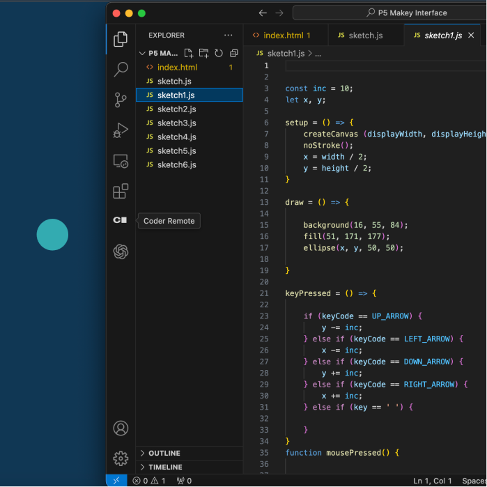 Making change to the code for the colors of the background and the circle