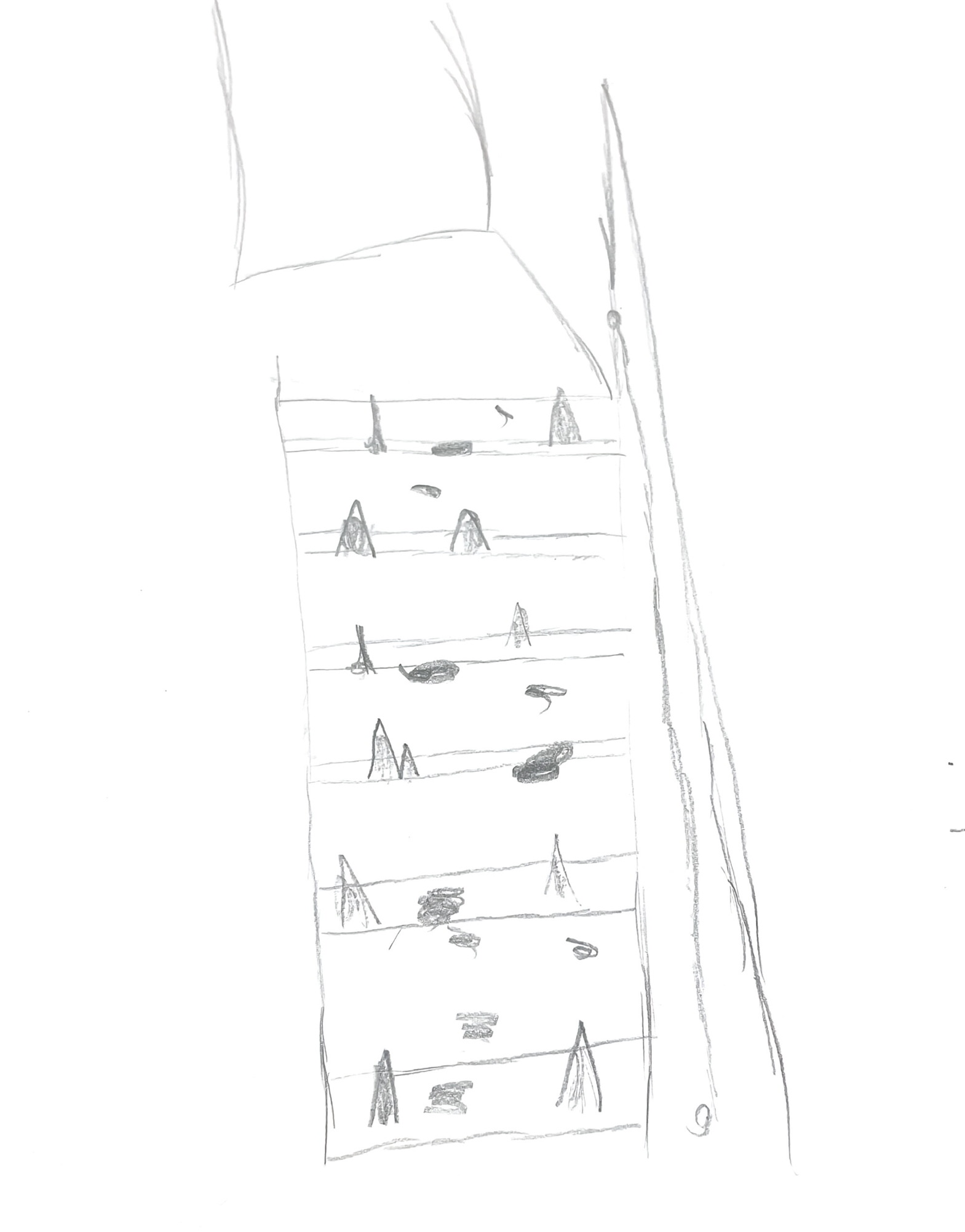 The underground staircase, transformed into a spooky setting