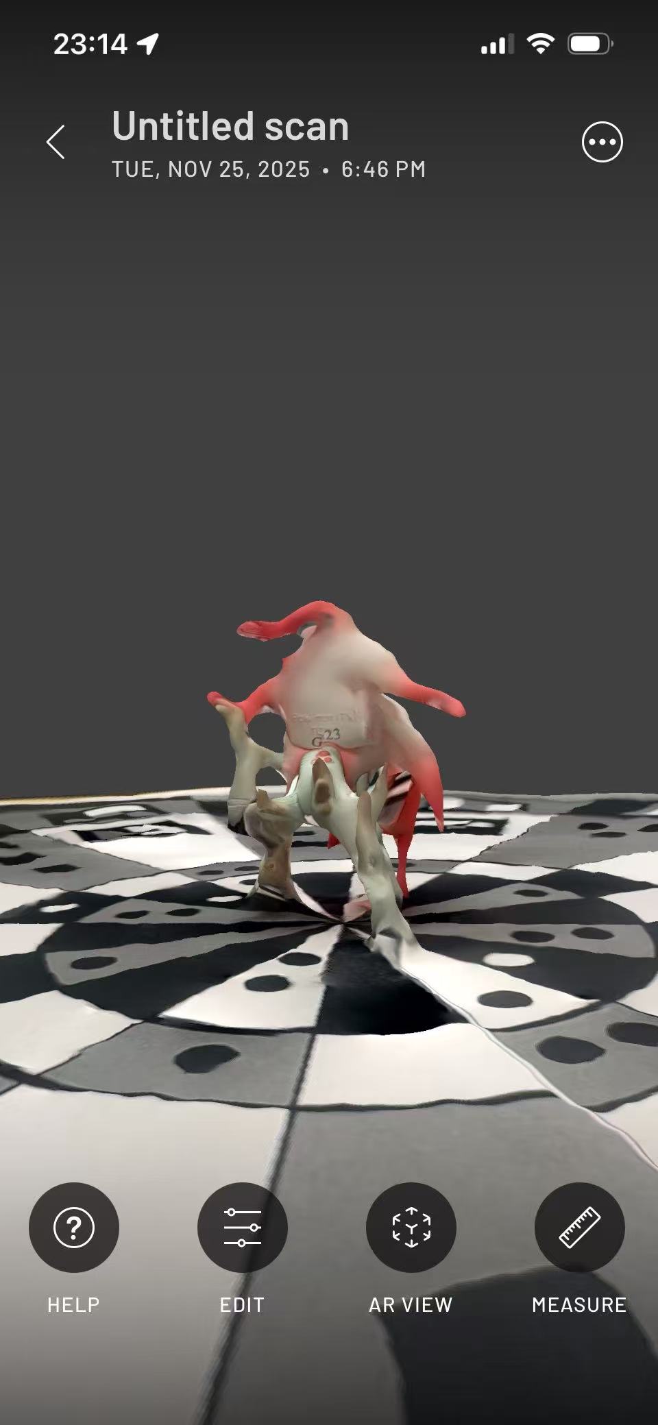 Failed Scan Object: Pokémon Figurine Attempt 2, Perspective 2，Arm split